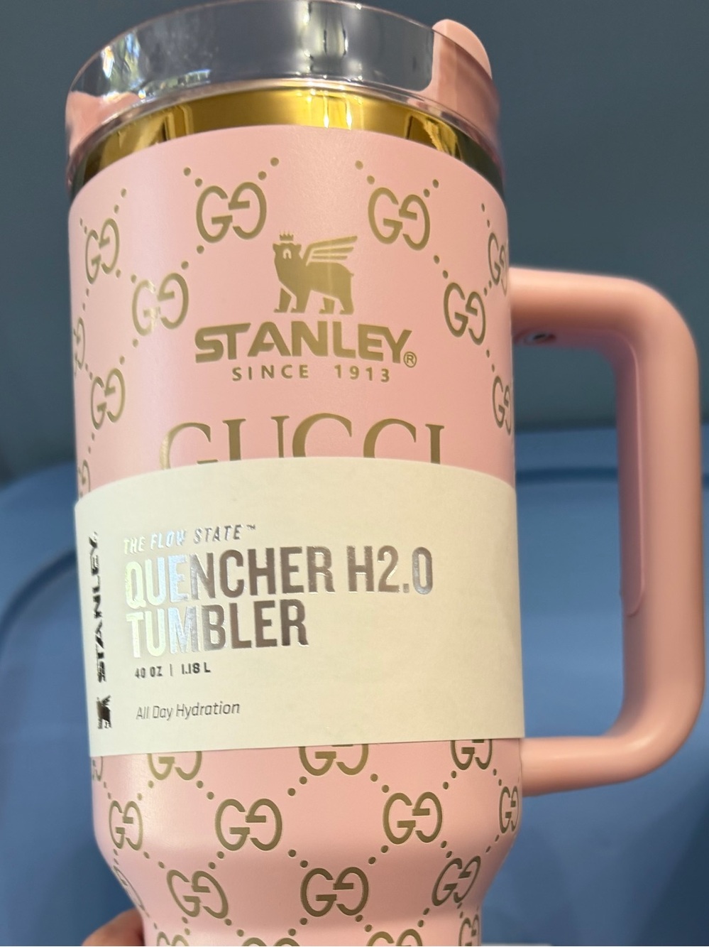 Stanley Pink Designer Laser Engraved Monogram Quencher Tumbler with Handle - Picture 5 of 5